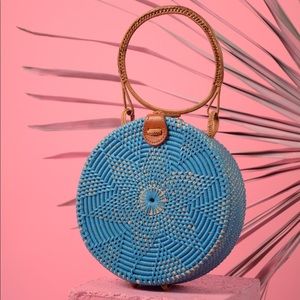 Blue Rattan Bag, straw bag, Bali bag